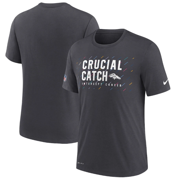 Men's Denver Broncos Charcoal 2021 Crucial Catch Performance T-Shirt Men's Denver Broncos Charcoal 2021 Crucial Catch Performance T-Shirt